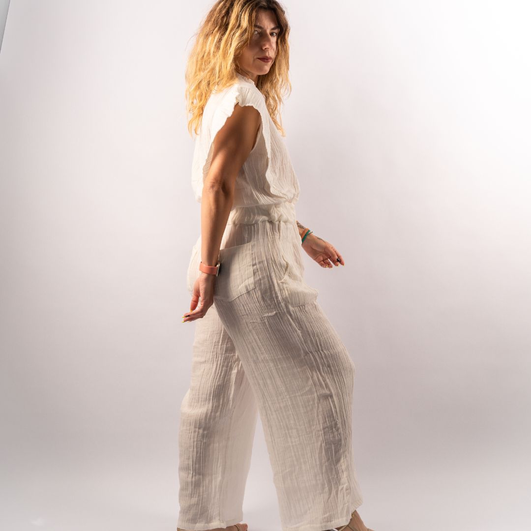 Crinkled 100% Cotton Jumpsuit