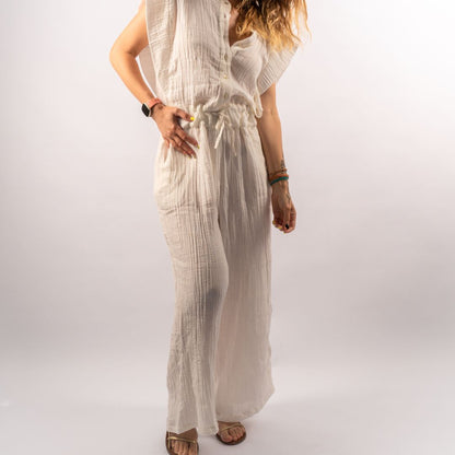 Crinkled 100% Cotton Jumpsuit